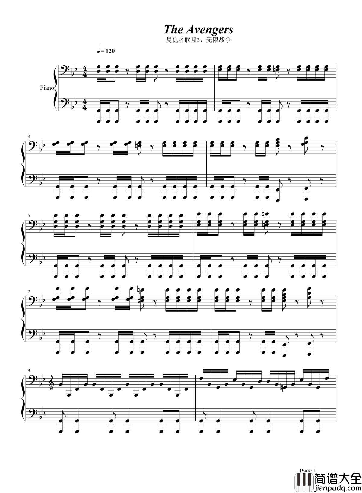 The_Avengers钢琴谱_终于等到你复仇者联盟3超级英雄阵亡倒计时