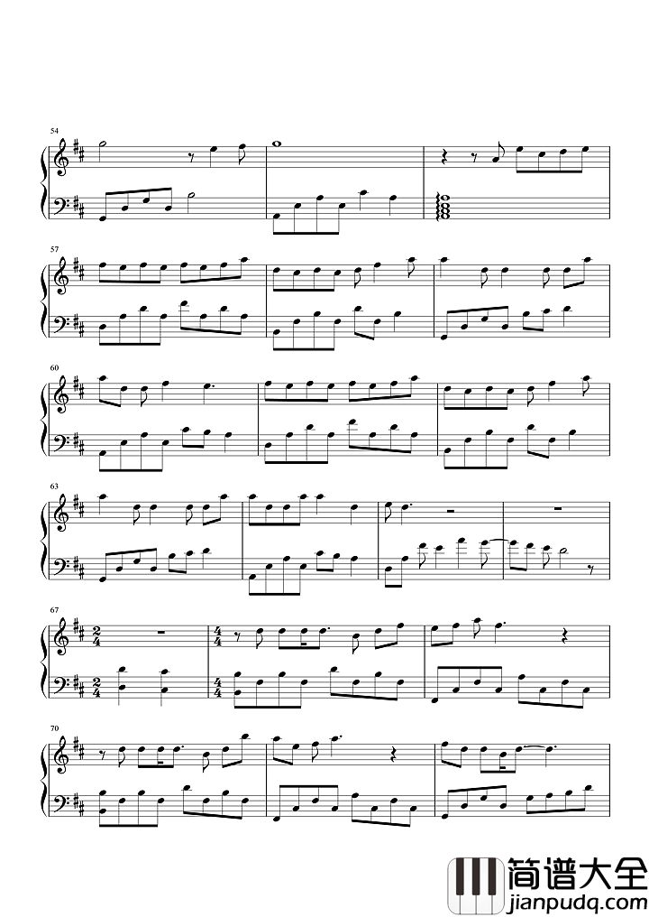 坏天气钢琴谱_孙燕姿_爱情让人靠的太近_忘了留点余地