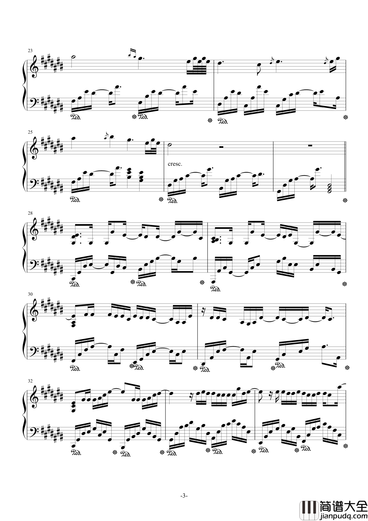 认真的雪钢琴谱_薛之谦_电视剧妈妈像花儿一样插曲