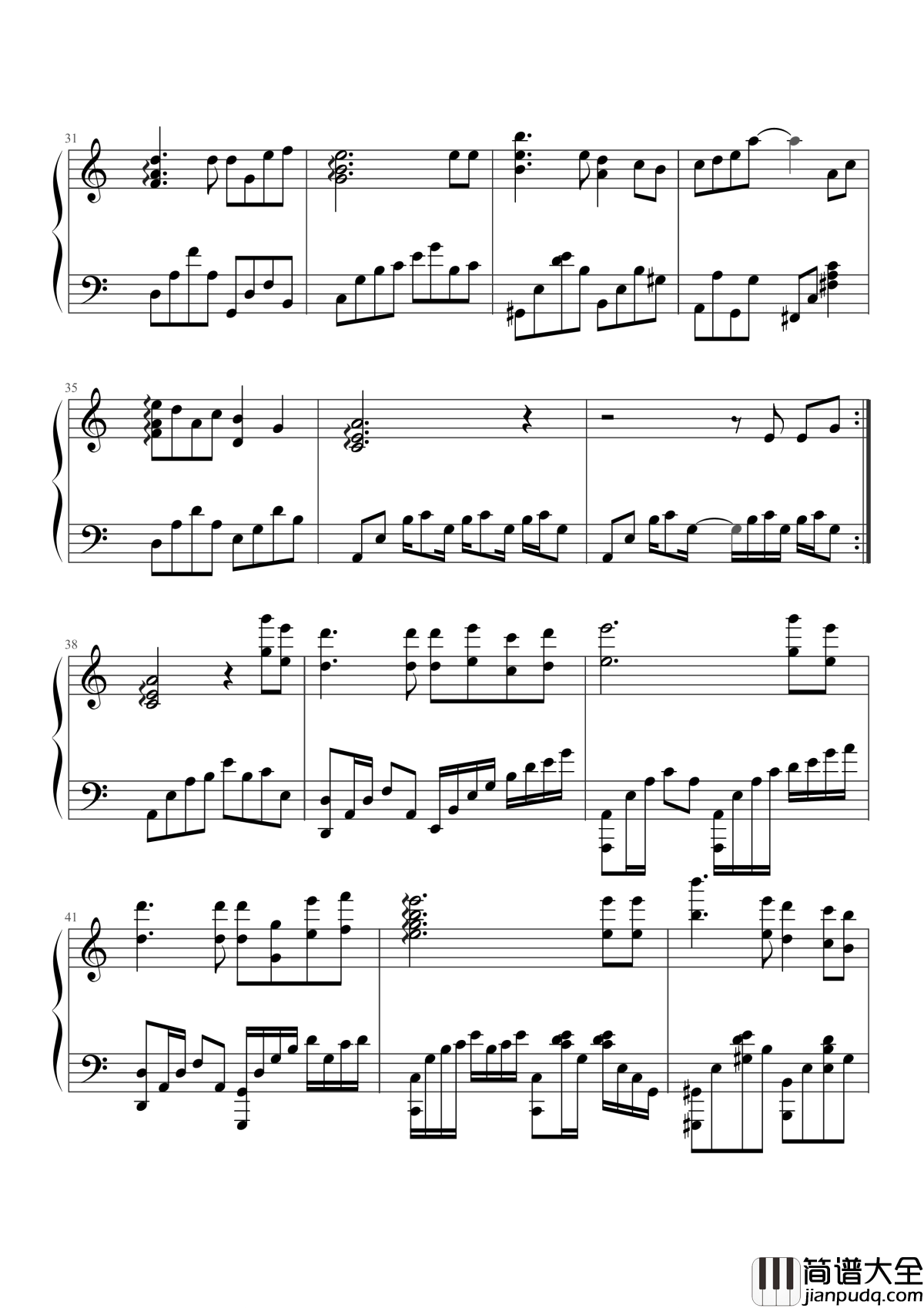 烟花易冷钢琴谱_周杰伦_人事易分感谢缘分你还能在我身边