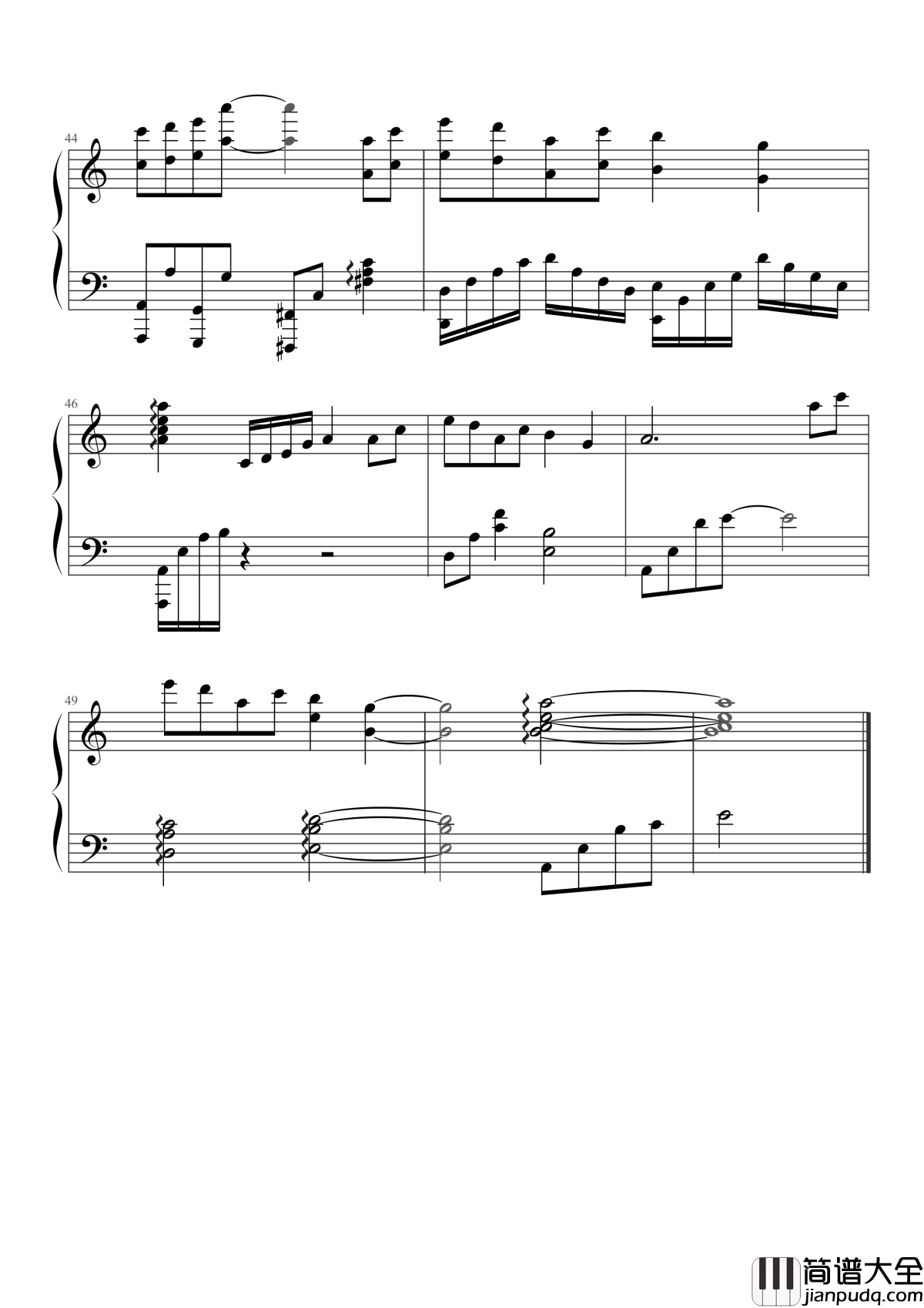 烟花易冷钢琴谱_周杰伦_人事易分感谢缘分你还能在我身边