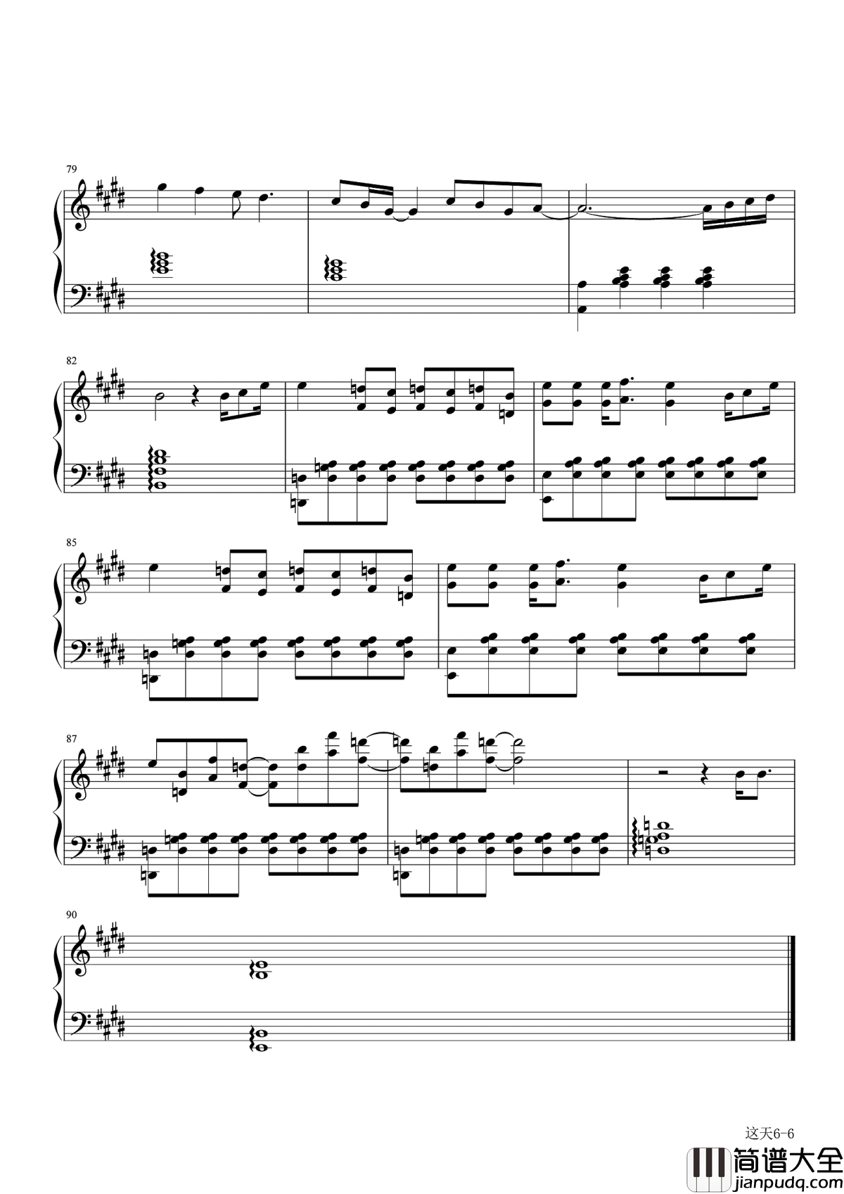 这天钢琴谱_苏打绿_总有一天我们都会忘记