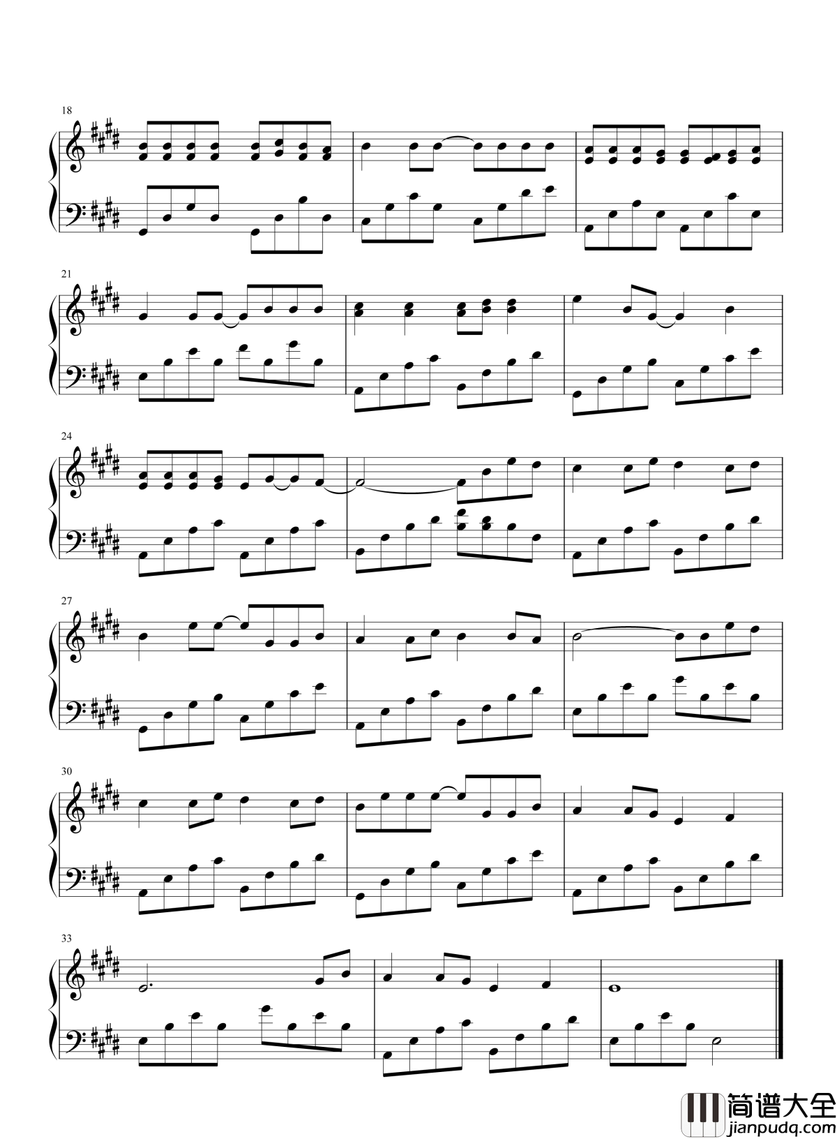 甜甜的钢琴谱_周杰伦_时间会证明我有多么爱你