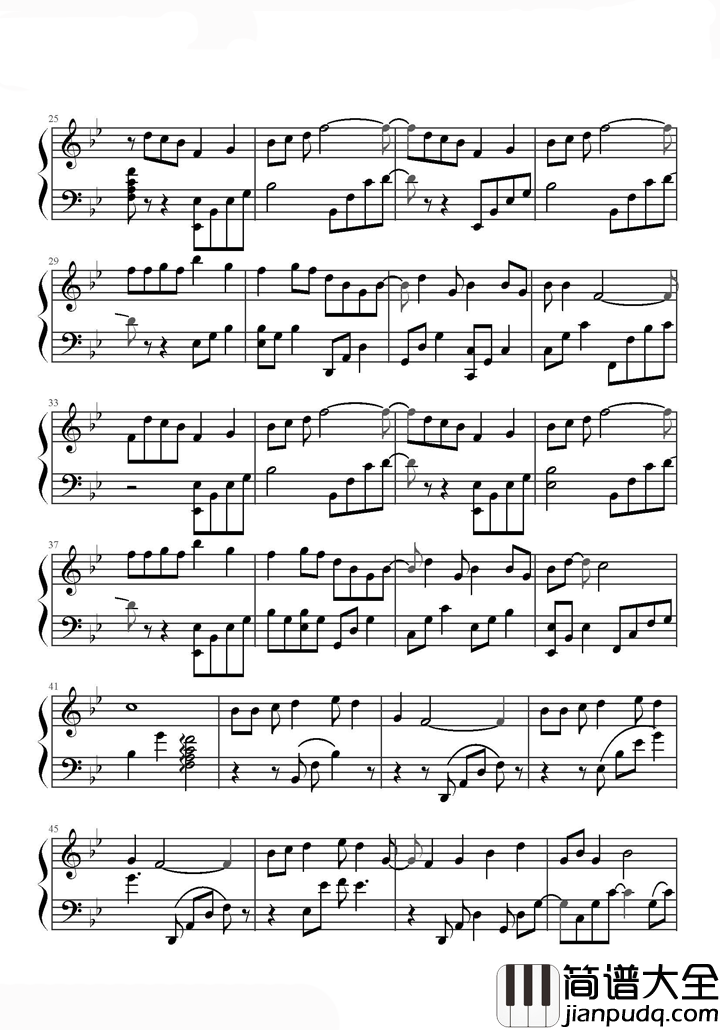 亲爱的同学钢琴谱_茉莉天空_遇见你真的很好