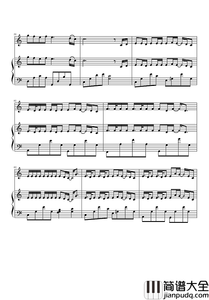 彩虹钢琴谱_周杰伦_看不见你的笑_我怎么睡得着