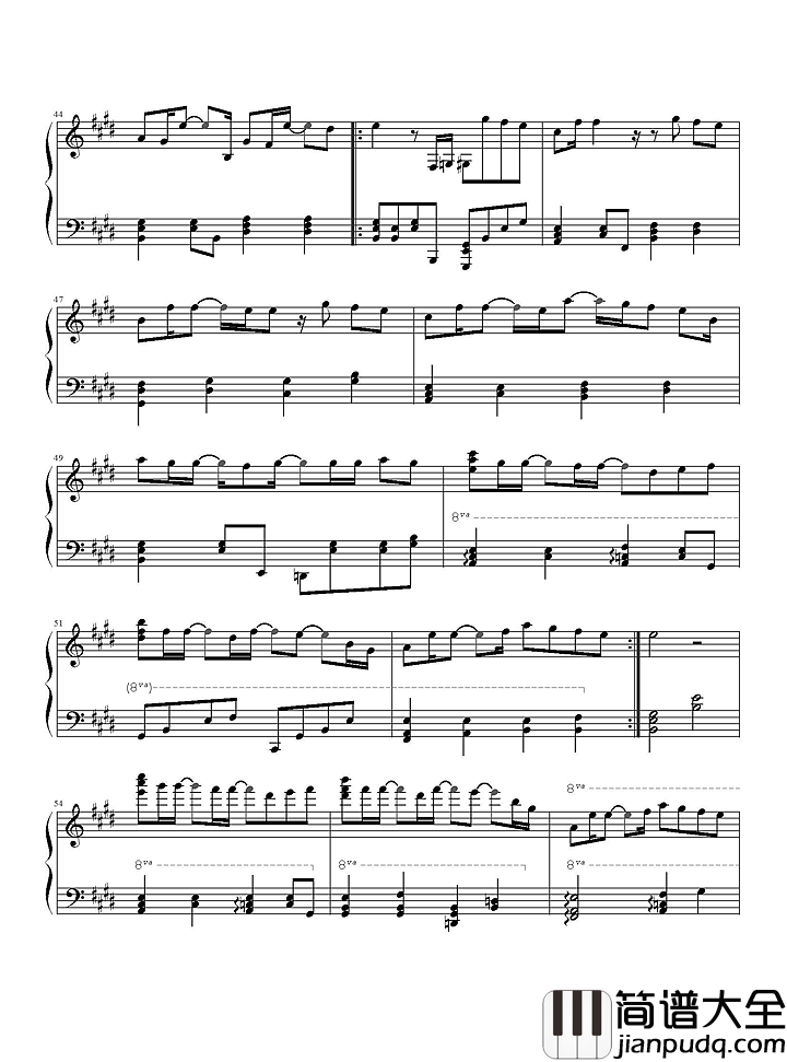 最长的电影钢琴谱_周杰伦_我们的开始_是很长的电影