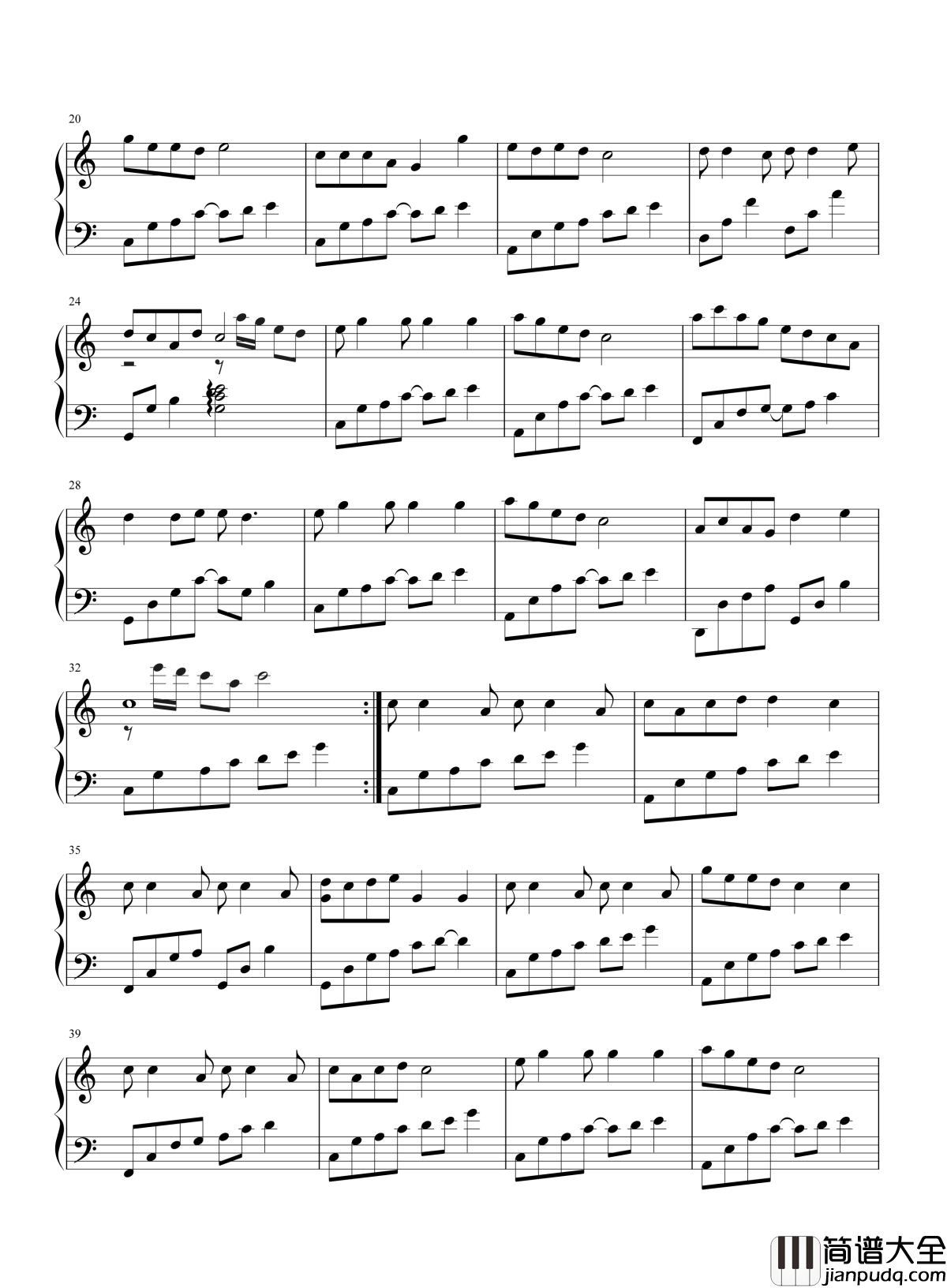 荷塘月色钢琴谱_凤凰传奇_浓浓古典中国风