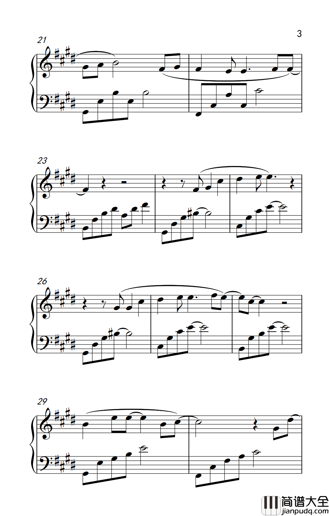 我们都一样钢琴谱_张杰_年轻又彷徨