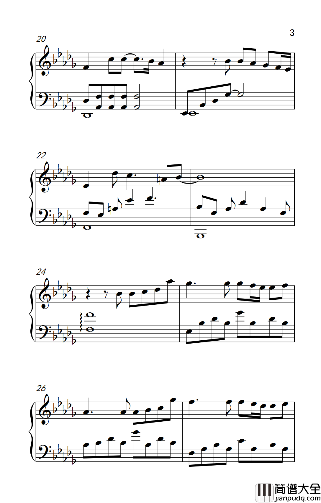 流着泪说分手钢琴谱_金志文_一曲一调都是深情