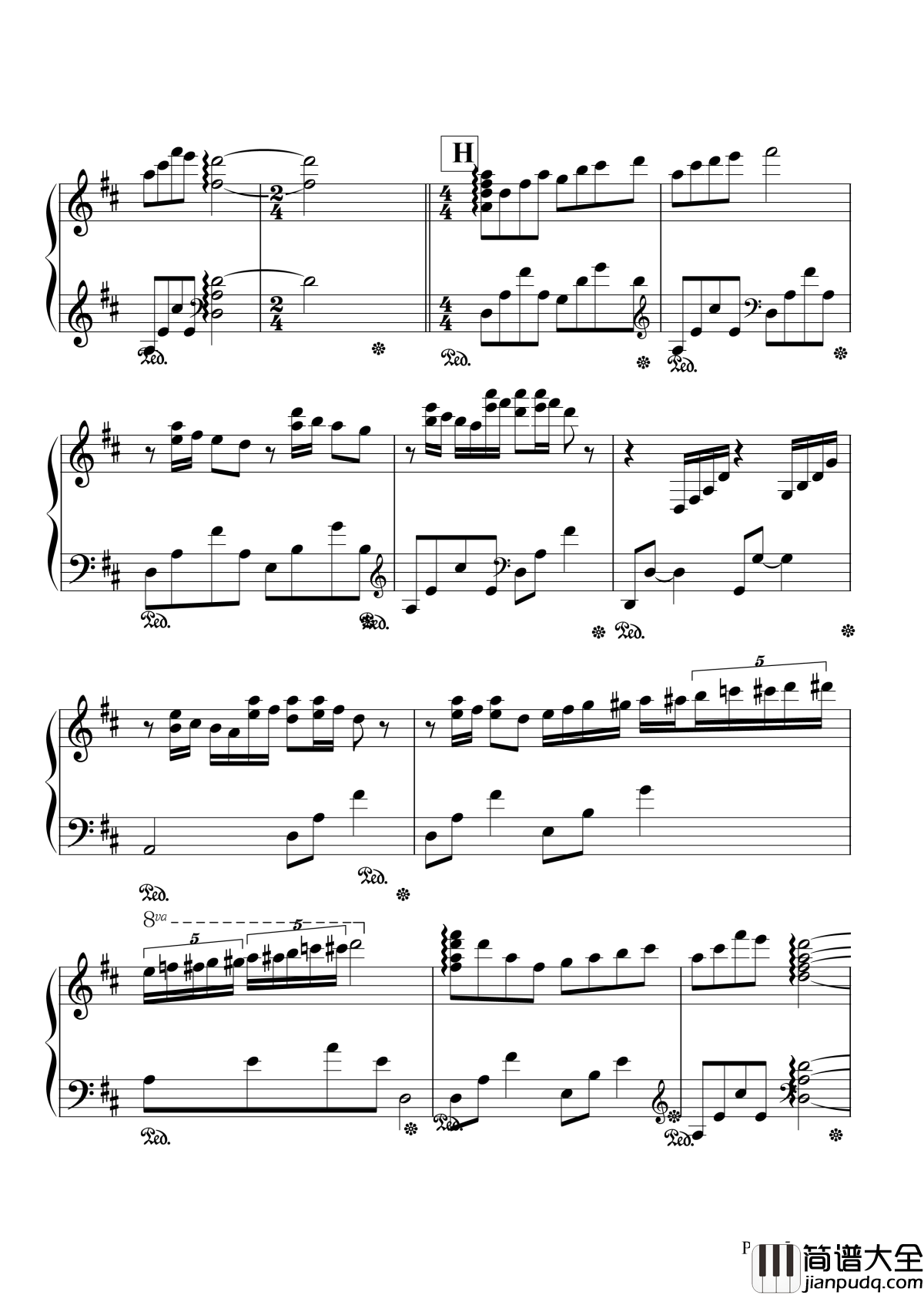 瓦妮莎的微笑钢琴谱_理查德·克莱德曼_每一个音符都像是在愉快的跳