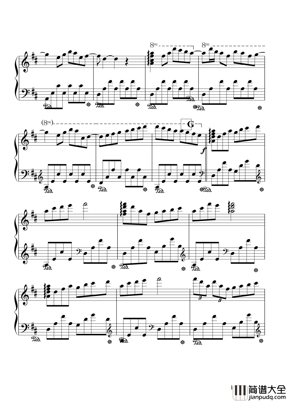 瓦妮莎的微笑钢琴谱_理查德·克莱德曼_每一个音符都像是在愉快的跳