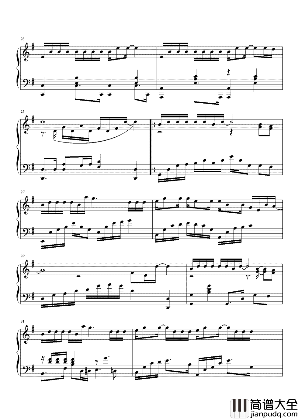 明天我要嫁给你钢琴谱_周华健｜我的心跳扑通扑通的阵阵悸动