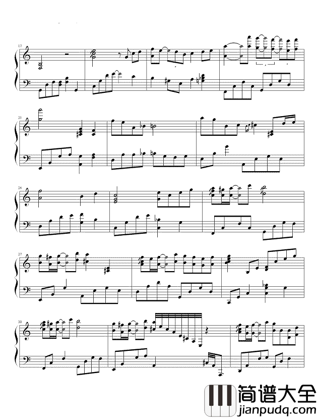 一个人的浪漫钢琴谱_俞灏明_从浓烈变得悄无声息