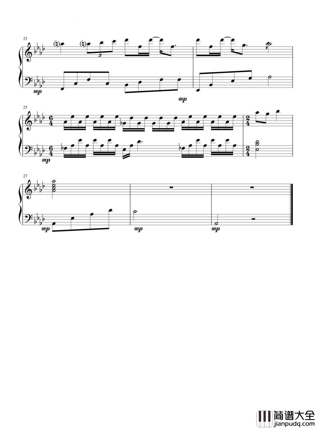 我在那一角落患过伤风钢琴谱_冯曦妤