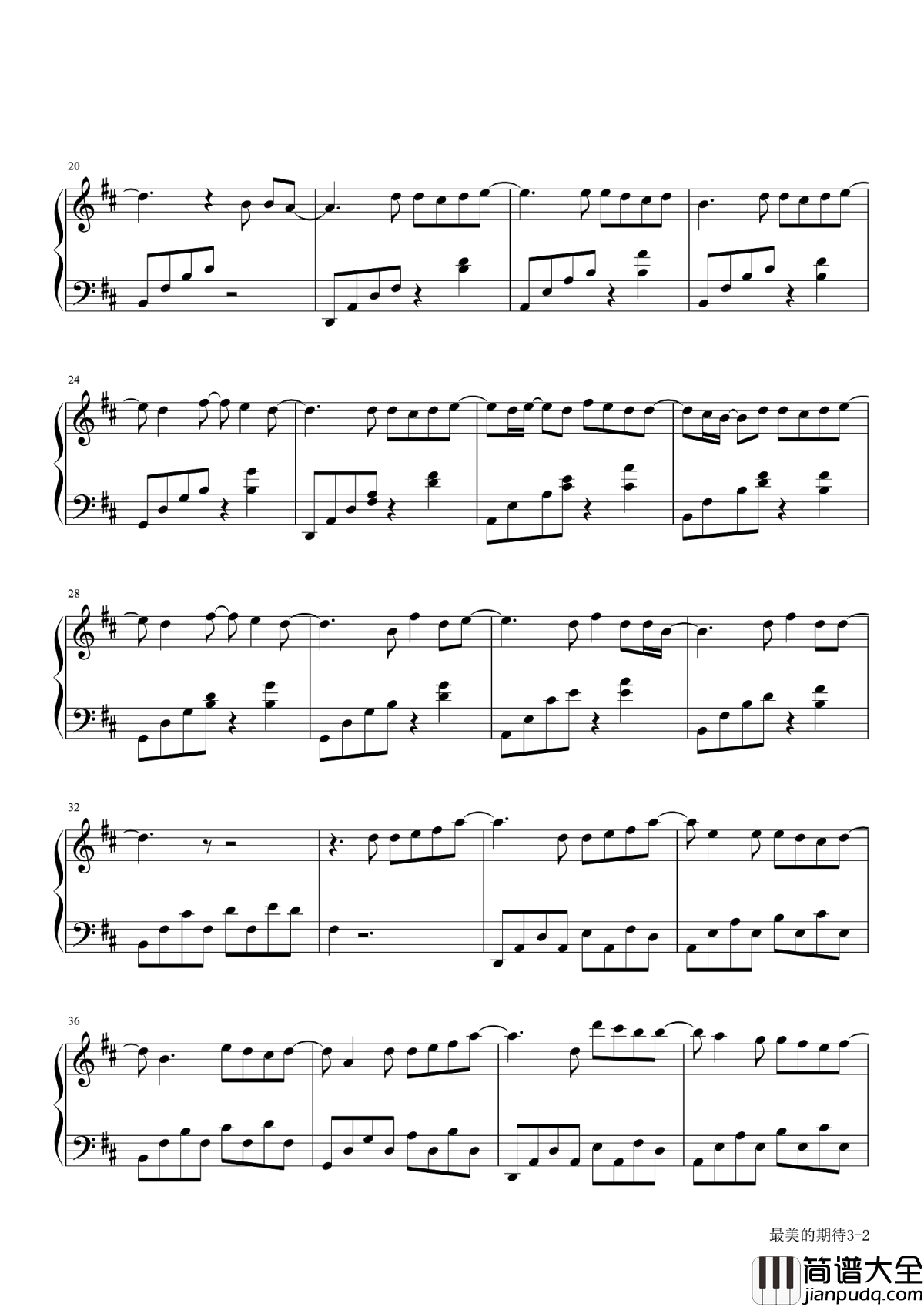 最美的期待钢琴谱_周笔畅_不用再徘徊，你就是我最美的期待