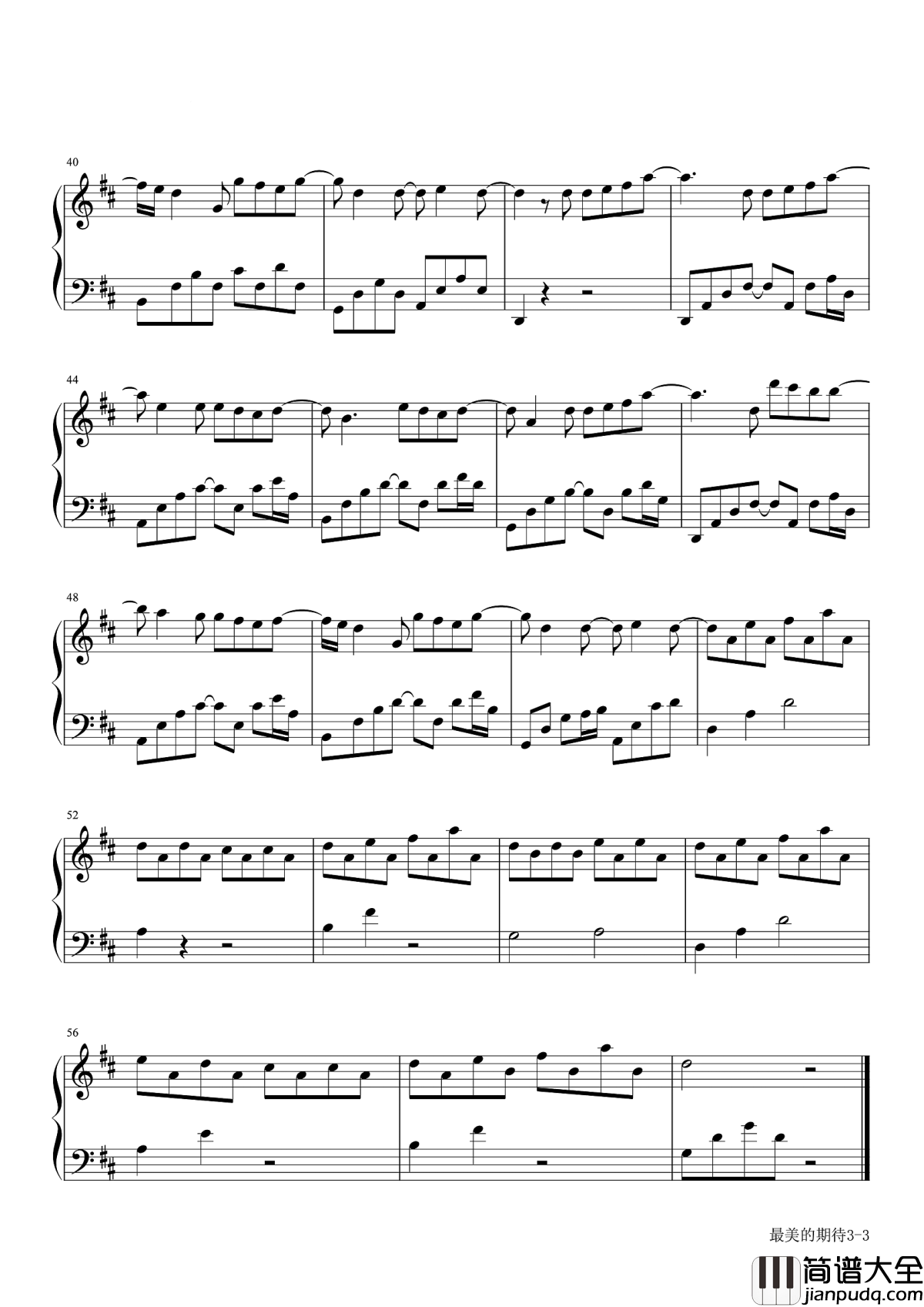 最美的期待钢琴谱_周笔畅_不用再徘徊，你就是我最美的期待