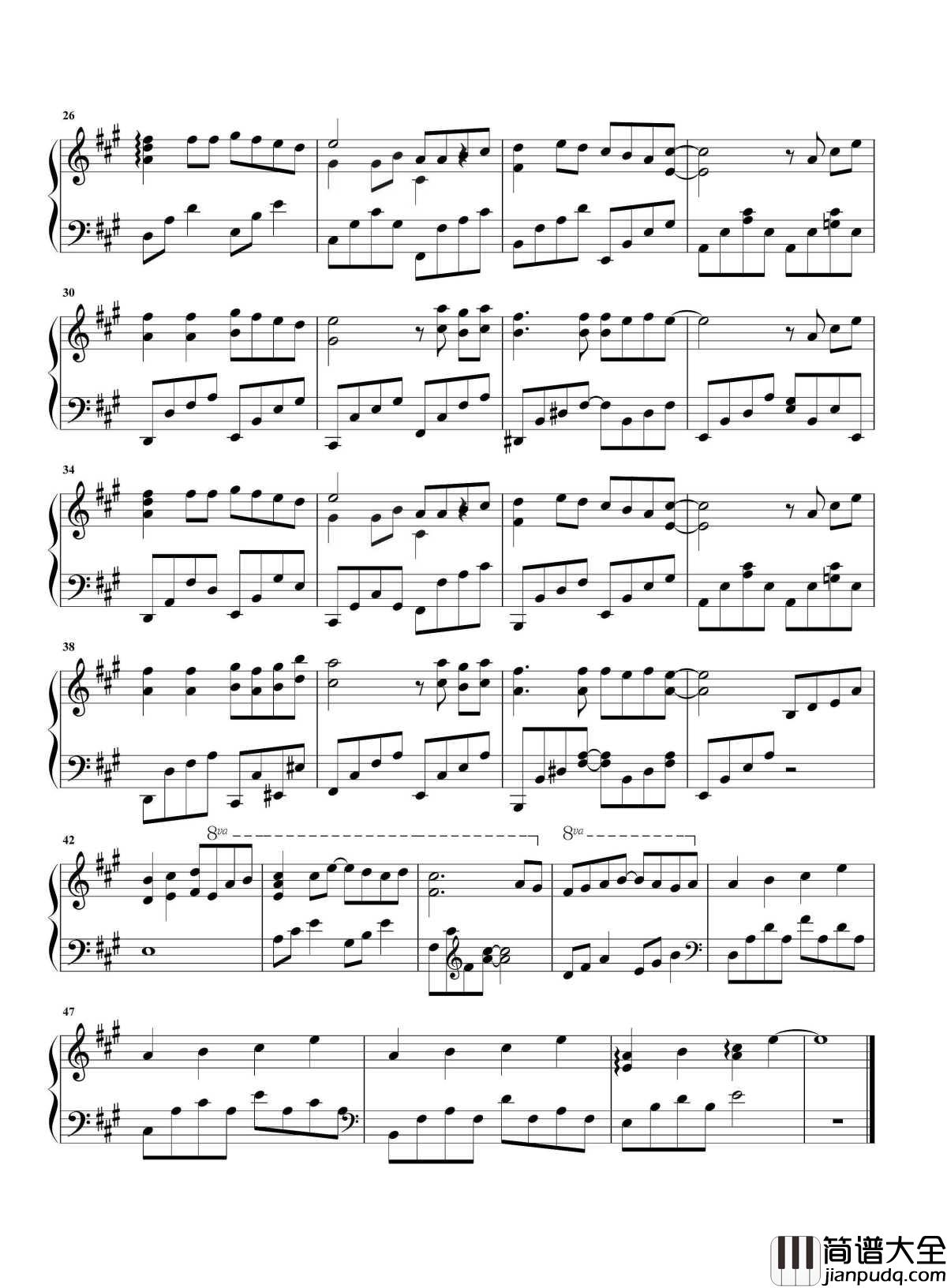 忘了牵手钢琴谱_牛奶咖啡_忘了牵手，再见已是错过