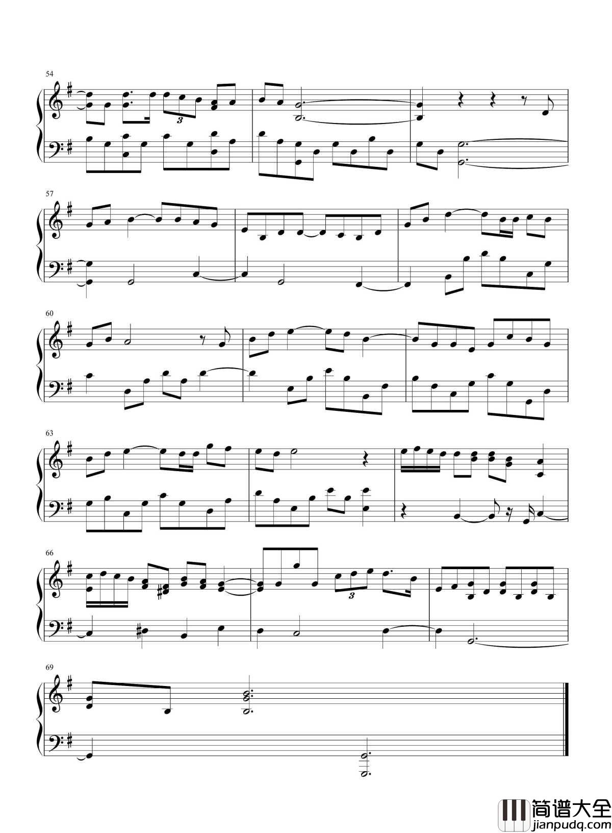 人来人往钢琴谱_陈奕迅_最美丽长发未留在我手，我也开心饮过酒