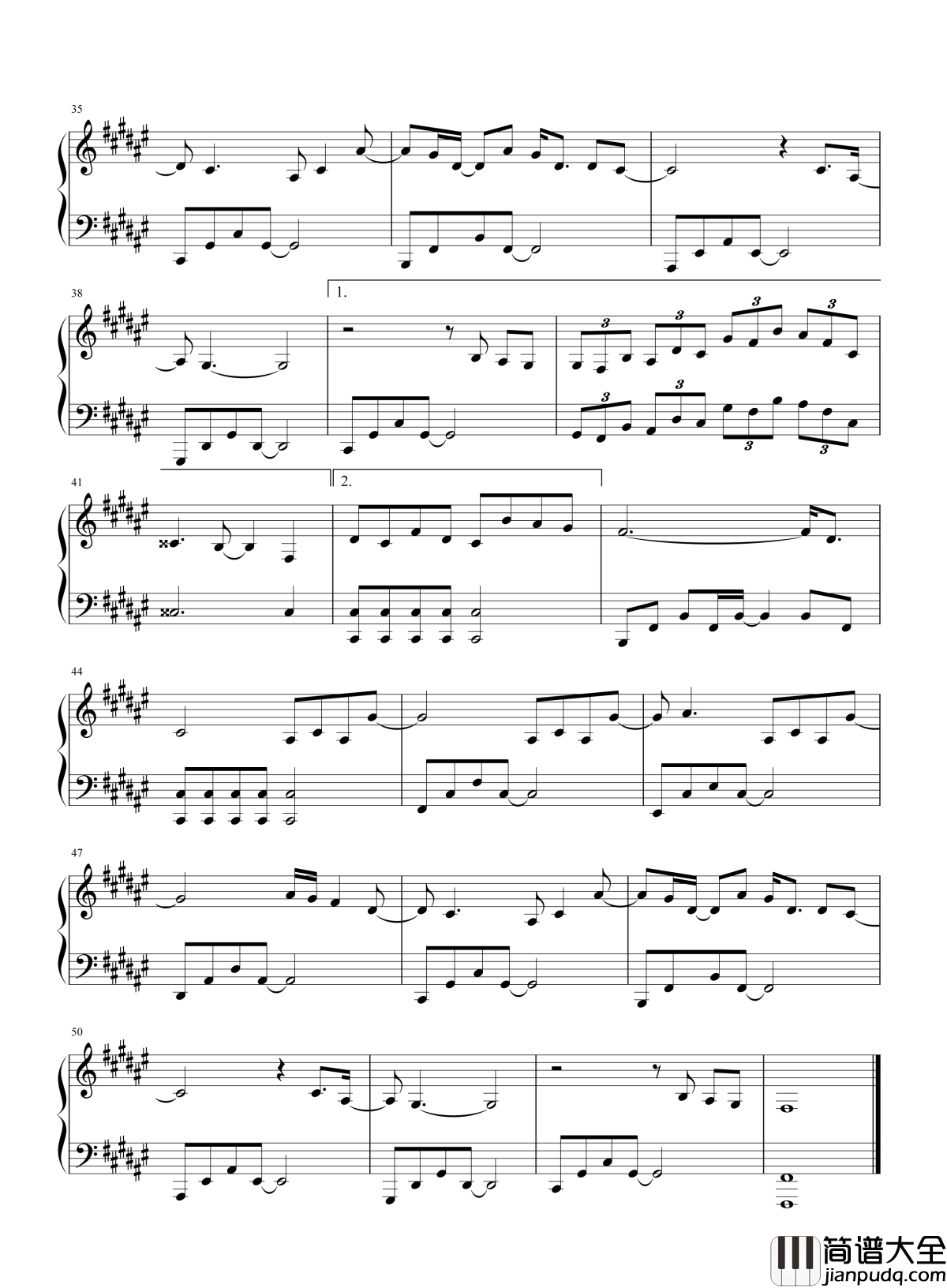 就这样钢琴谱_李荣浩｜痛彻心扉