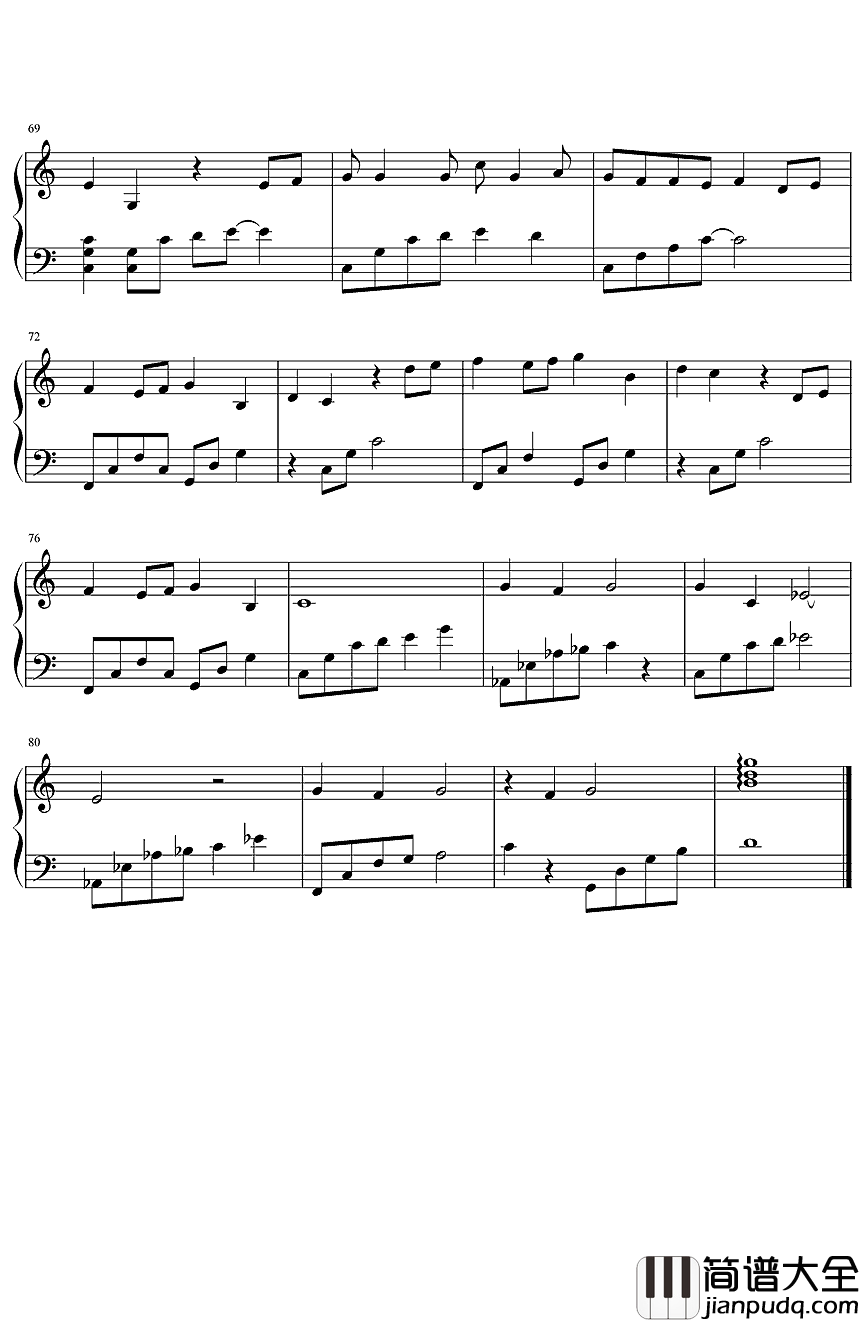 天黑黑钢琴谱_孙燕姿_唱给回不去的小时候