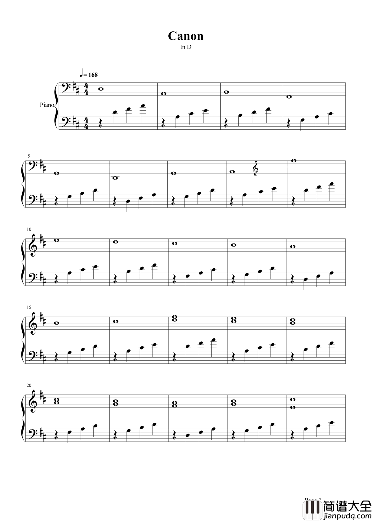 d大调卡农钢琴谱_帕赫贝尔_抵死缠绵的曲式