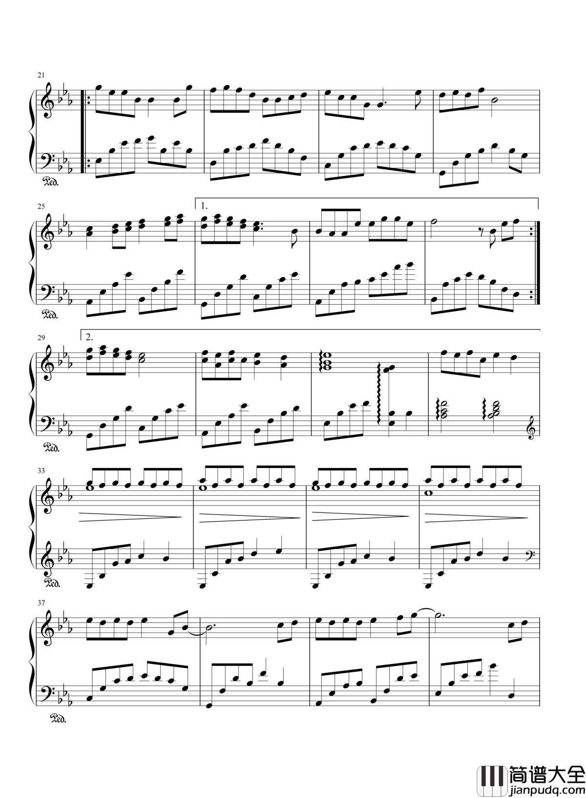 小酒窝钢琴谱_林俊杰__小酒窝长睫毛，是你最美的记号