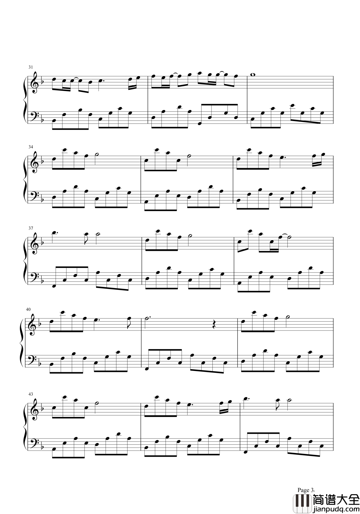 可惜不是你钢琴谱_梁静茹_如果能重来还会不会是你