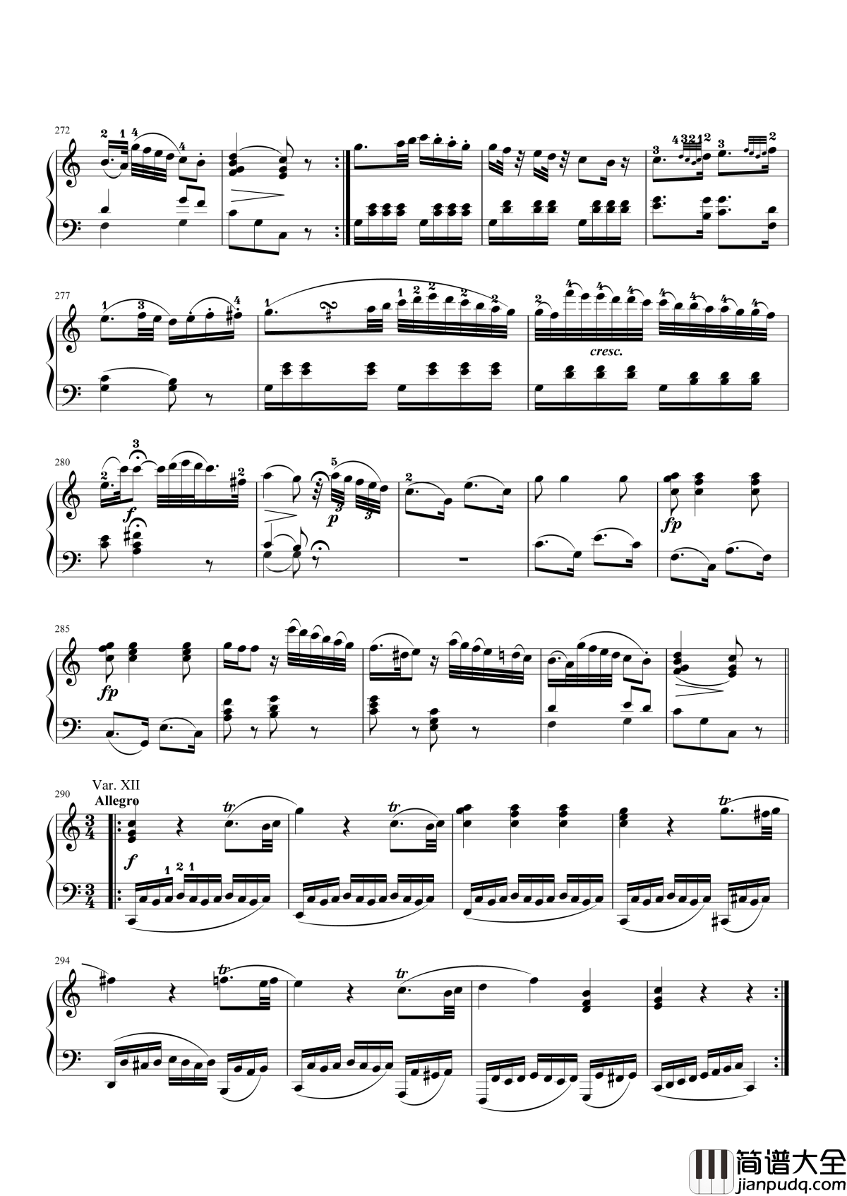 小星星变奏曲钢琴谱_解读莫扎特小星星变奏曲星星们都已经到齐了