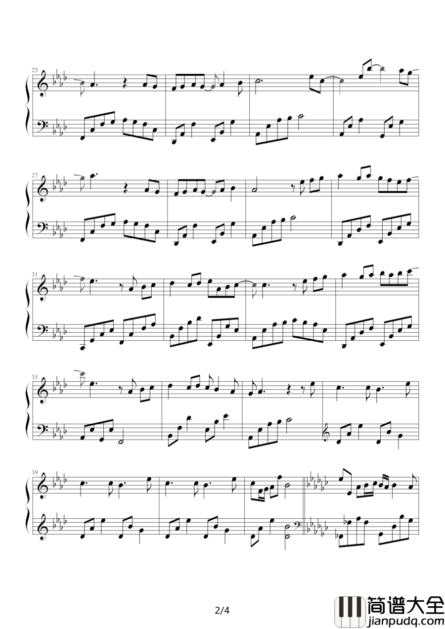 遇见钢琴谱_孙燕姿_我们排着队拿着爱的号码牌