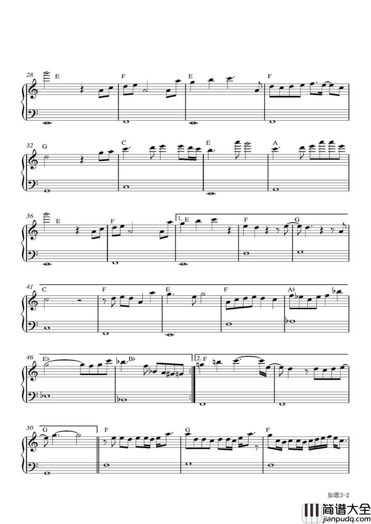 如歌钢琴谱_简易版_张杰｜人生，挚爱浅谈