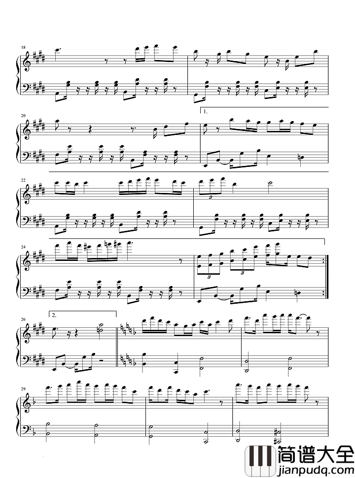 我要你钢琴谱｜我要_你在我身旁