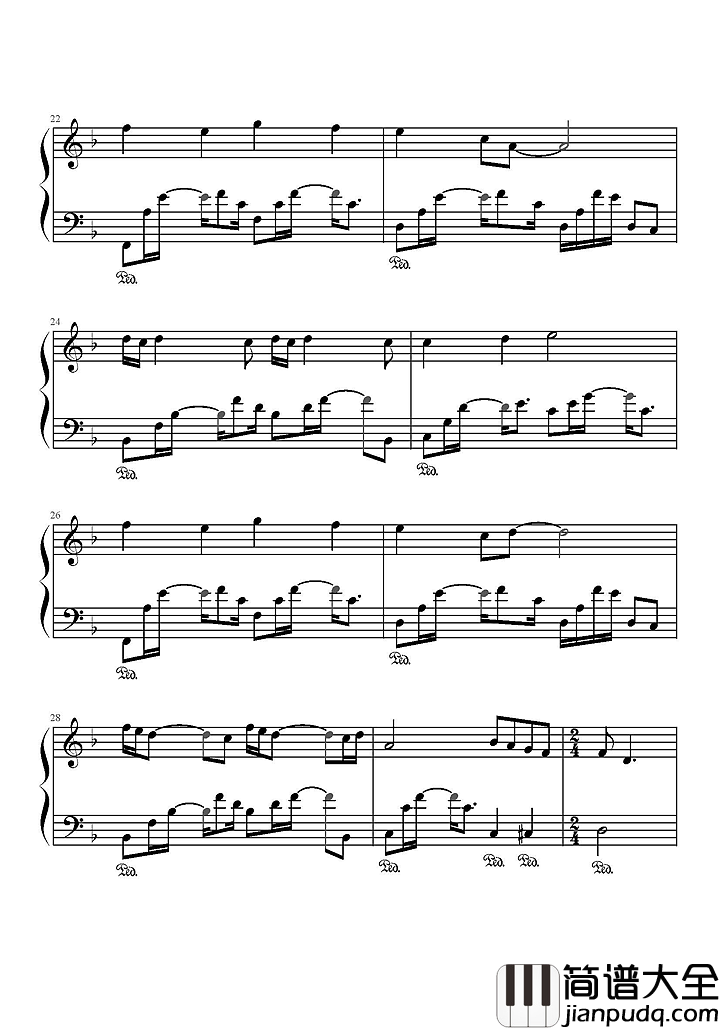 等我遇见你钢琴谱_李健_北京遇上西雅图之不二情书主题曲