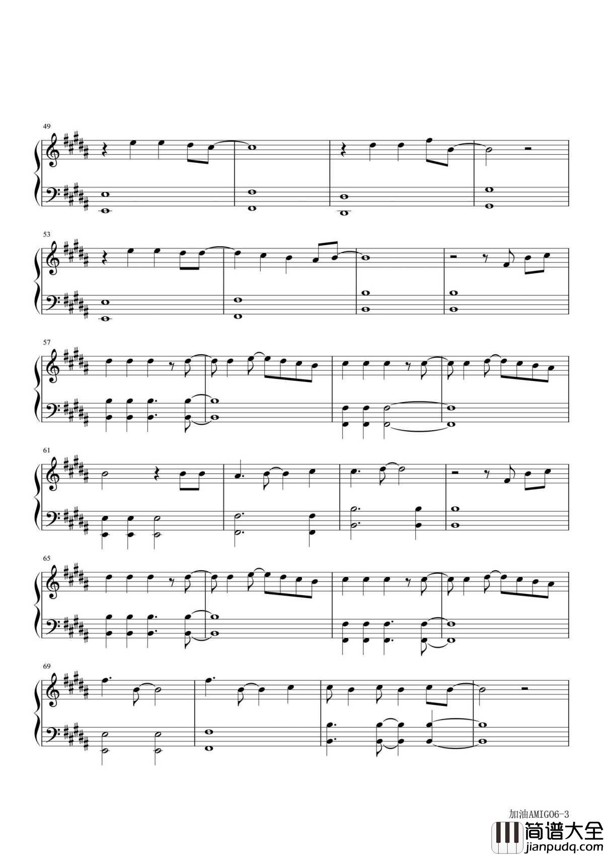 加油AMIGO钢琴谱｜_我们的少年时代TFBOYS为青春发声