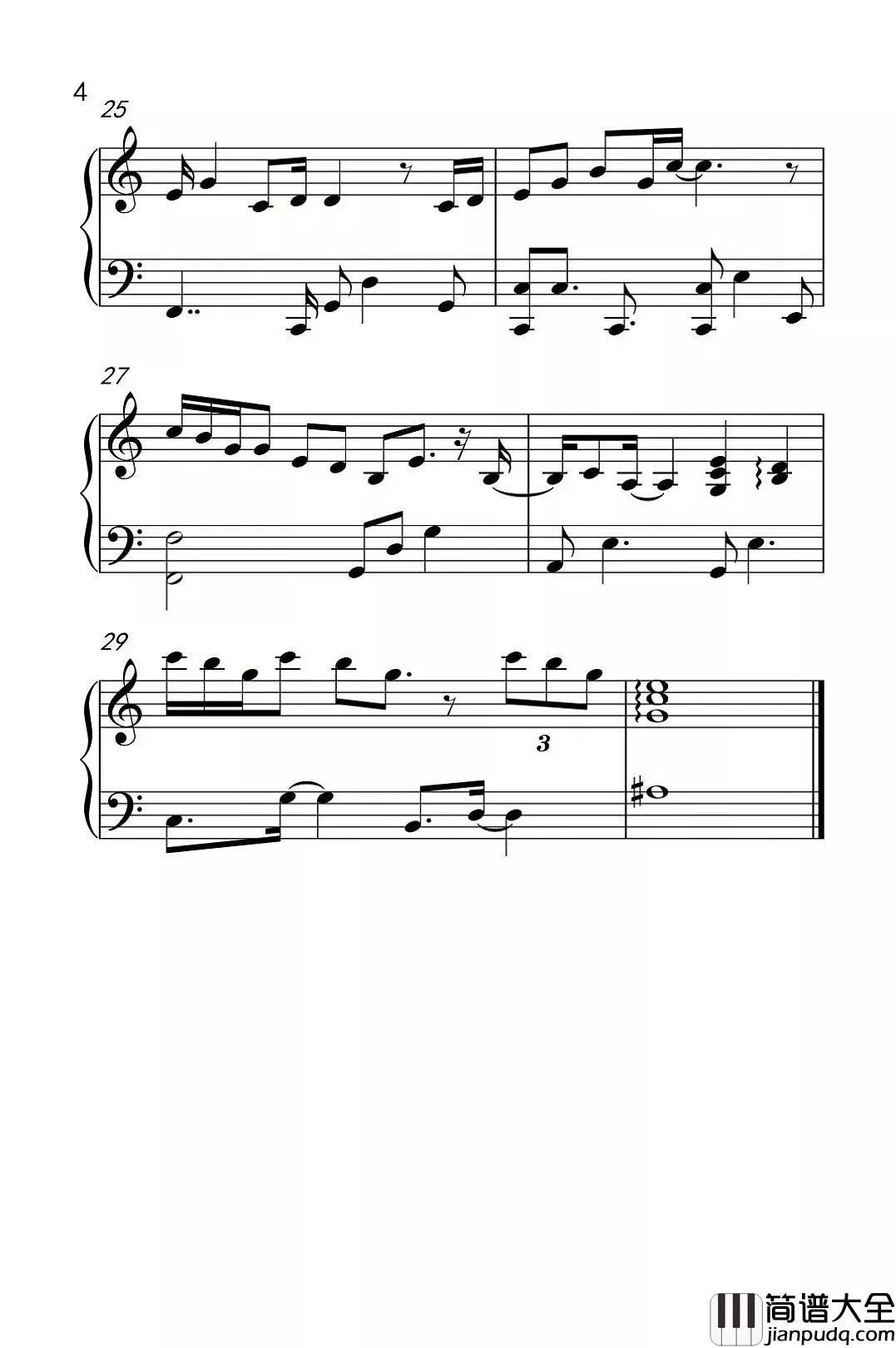 你就不要想起我钢琴谱_田馥甄_不需要刻意想起，你一直就在我心里