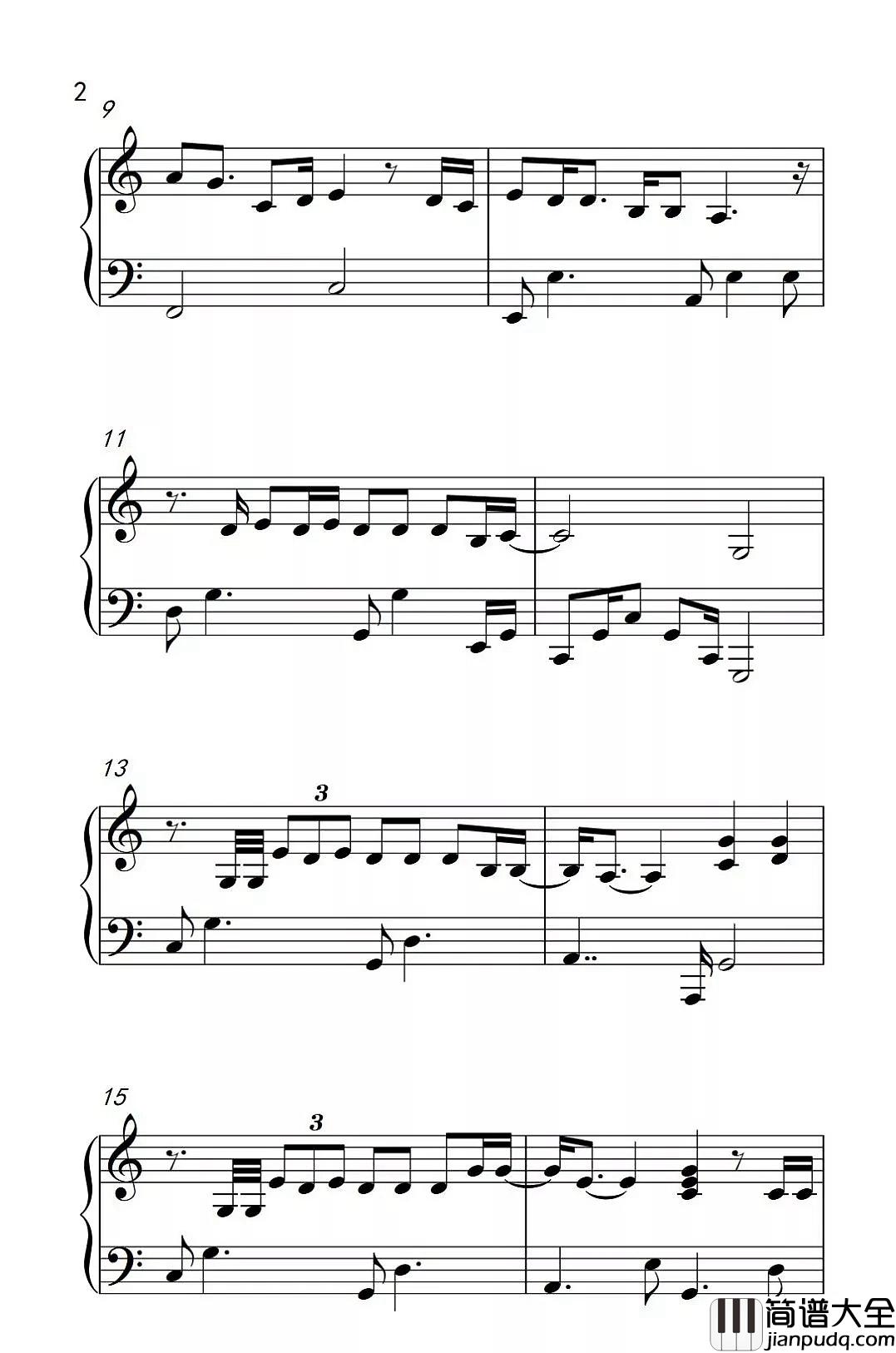 你就不要想起我钢琴谱_田馥甄_不需要刻意想起，你一直就在我心里