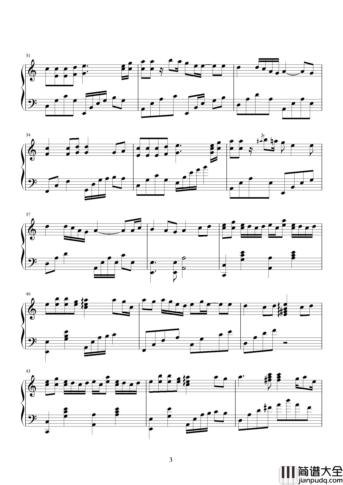 王菲_容易受伤的女人_钢琴谱