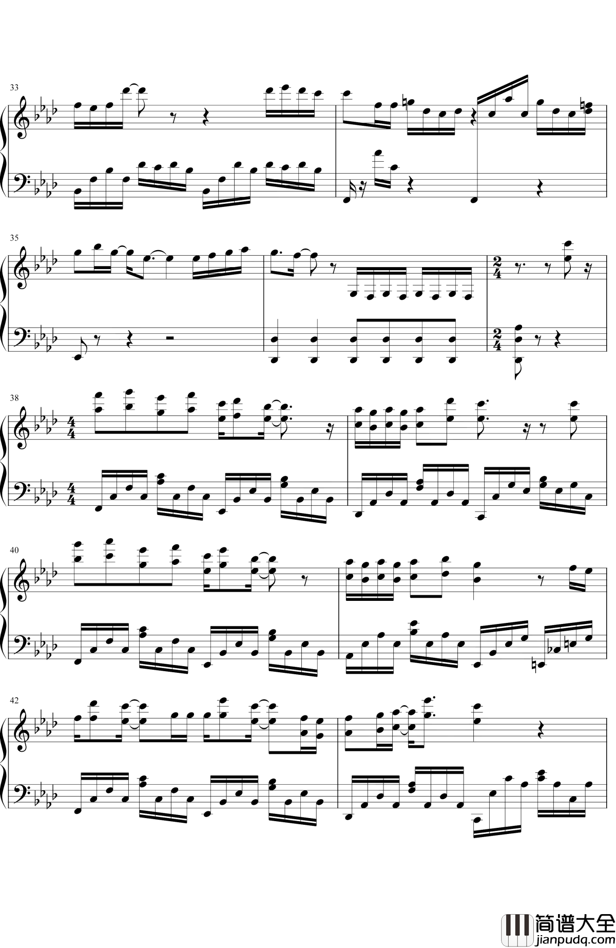 狐狸钢琴谱_薛之谦_电影_二代妖精之今生有幸_推广曲