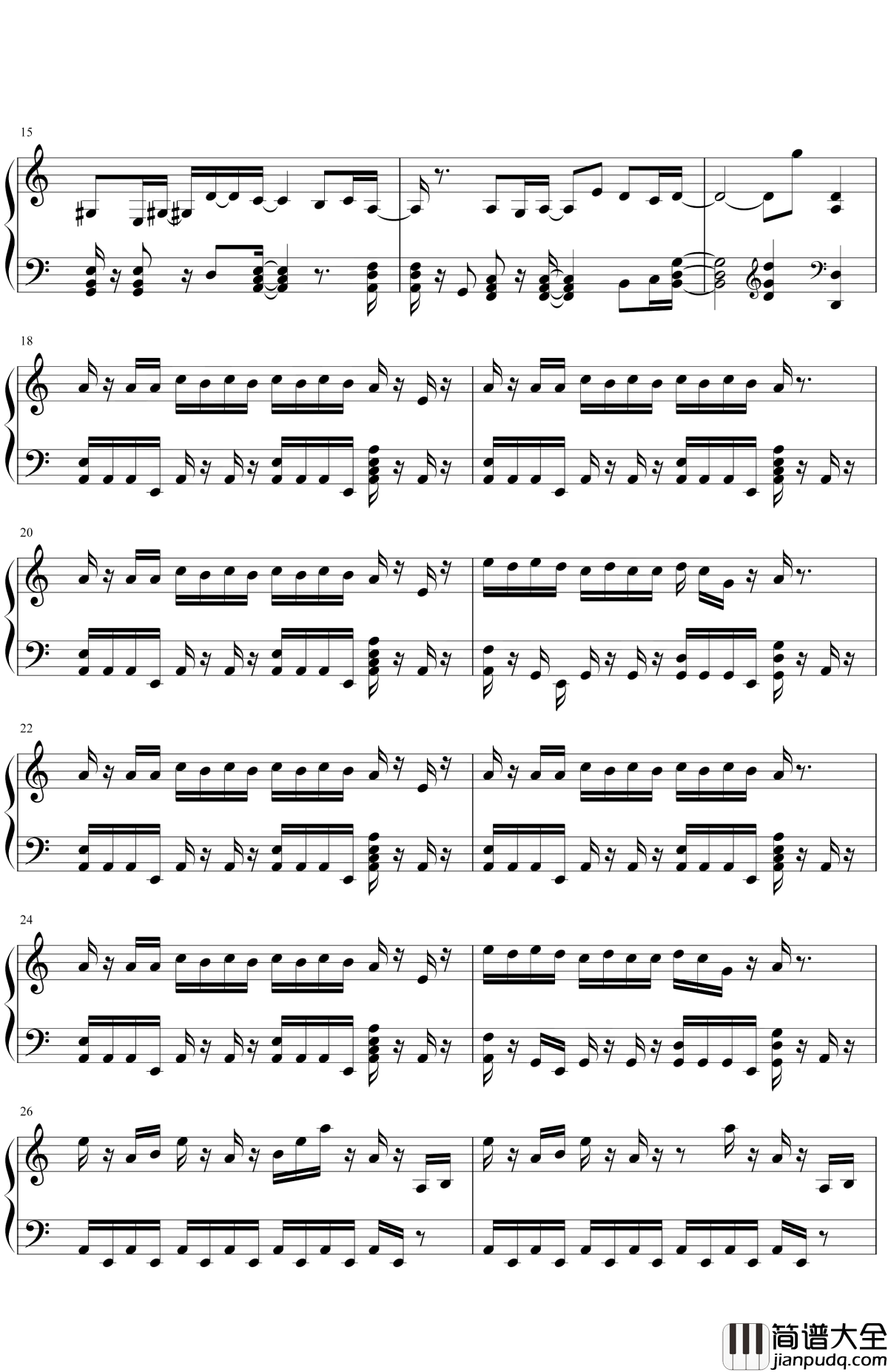 胡撸胡撸瓢儿钢琴谱_大张伟_亲爱的姑娘，让我轻抚你的长发