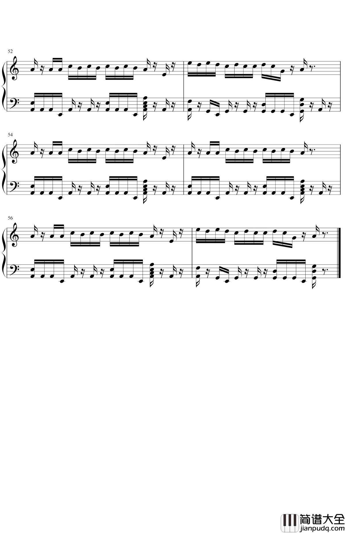 胡撸胡撸瓢儿钢琴谱_大张伟_亲爱的姑娘，让我轻抚你的长发