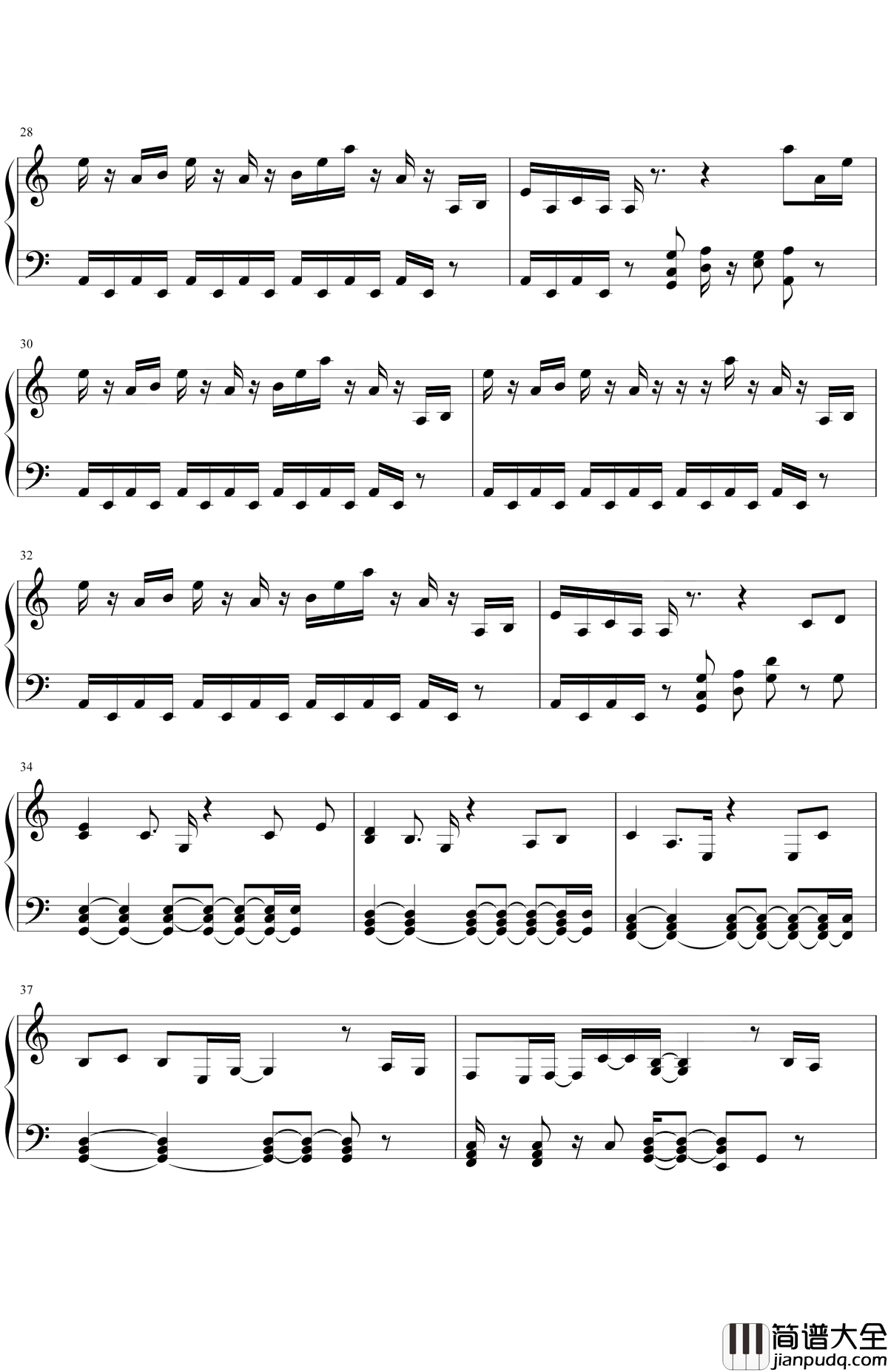 胡撸胡撸瓢儿钢琴谱_大张伟_亲爱的姑娘，让我轻抚你的长发