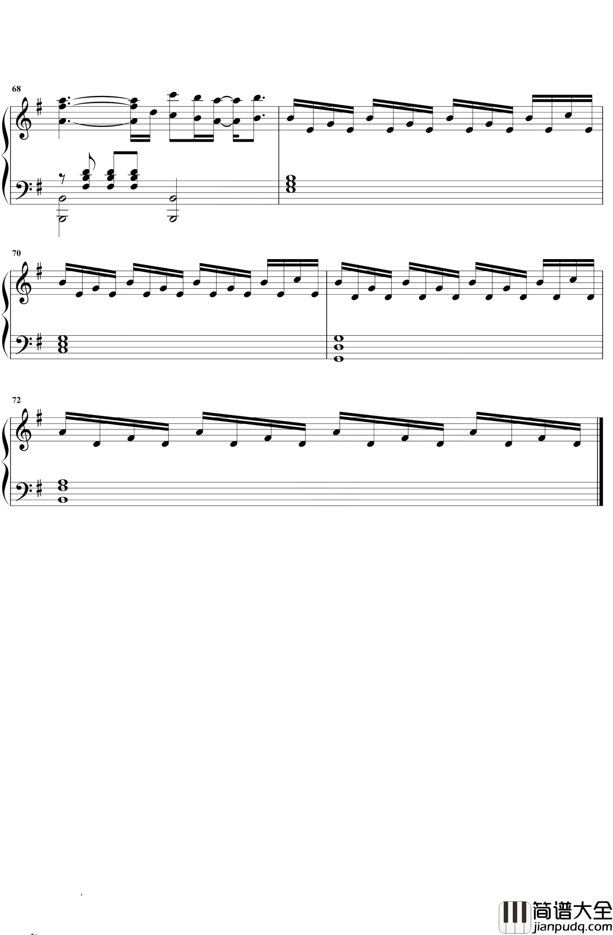 漂流钢琴谱_张碧晨_电影惊涛飓浪推广曲