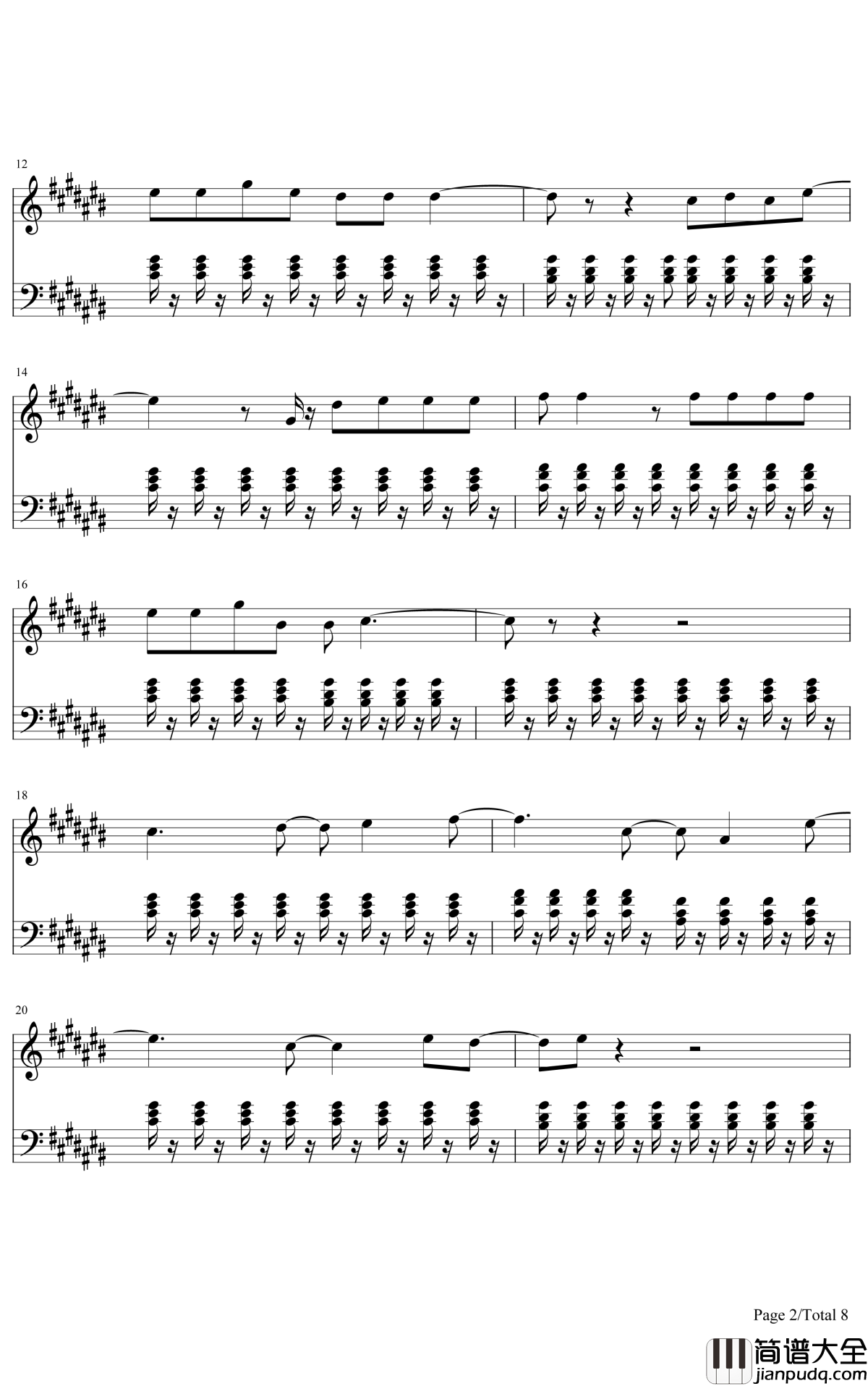 Try_Everything钢琴谱_Shakira__疯狂动物城_主题曲