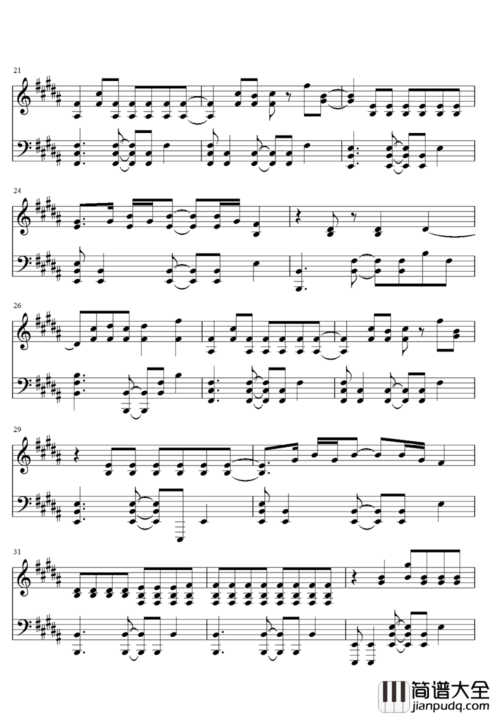 yellow钢琴谱_Cold_play_Look_how_they_shine_for_you,星星都为你闪耀