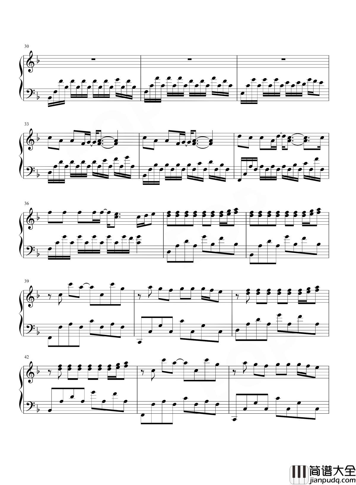 侧脸钢琴谱_于果_就算终有一散，但也别辜负相遇