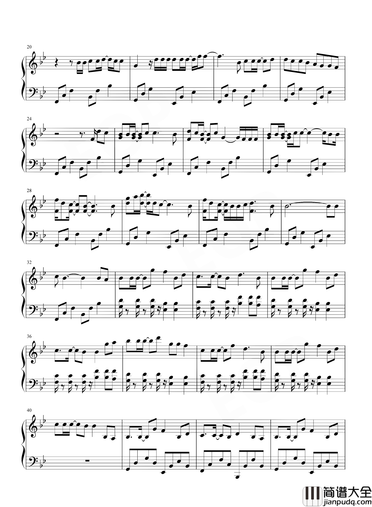 way_back_home钢琴谱_SHAUN_键盘的敲击声_伴奏的鼓点声