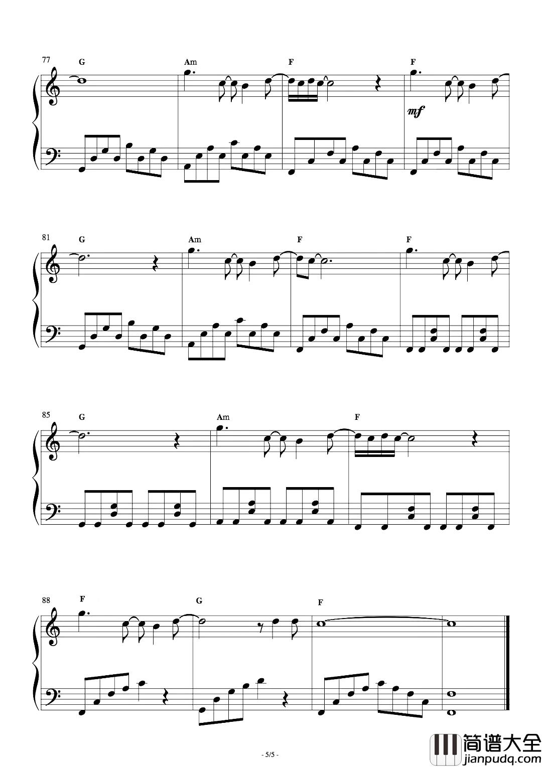 当每颗星星钢琴谱_阿信/黄渤_只要我们坚持做自己，希望就不会消失，梦想就不会遥远