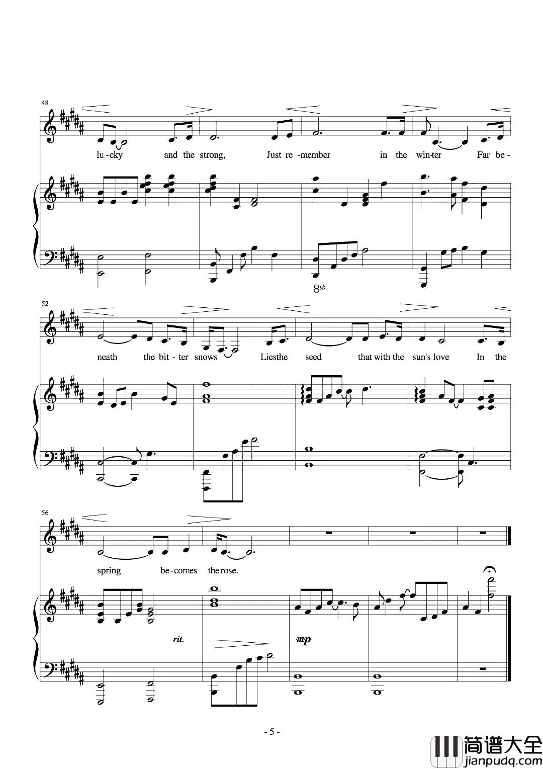 The_rose钢琴谱_手嶌葵_治愈系满满，心怀玫瑰，聆听天籁之音