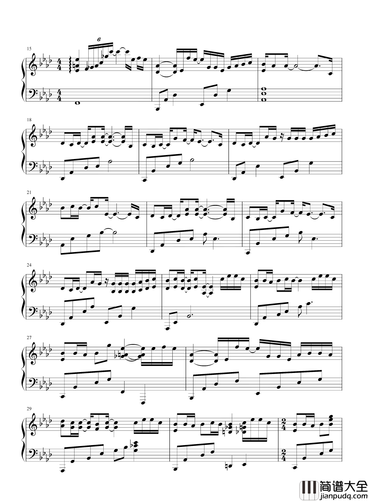 耳朵钢琴谱_李荣浩