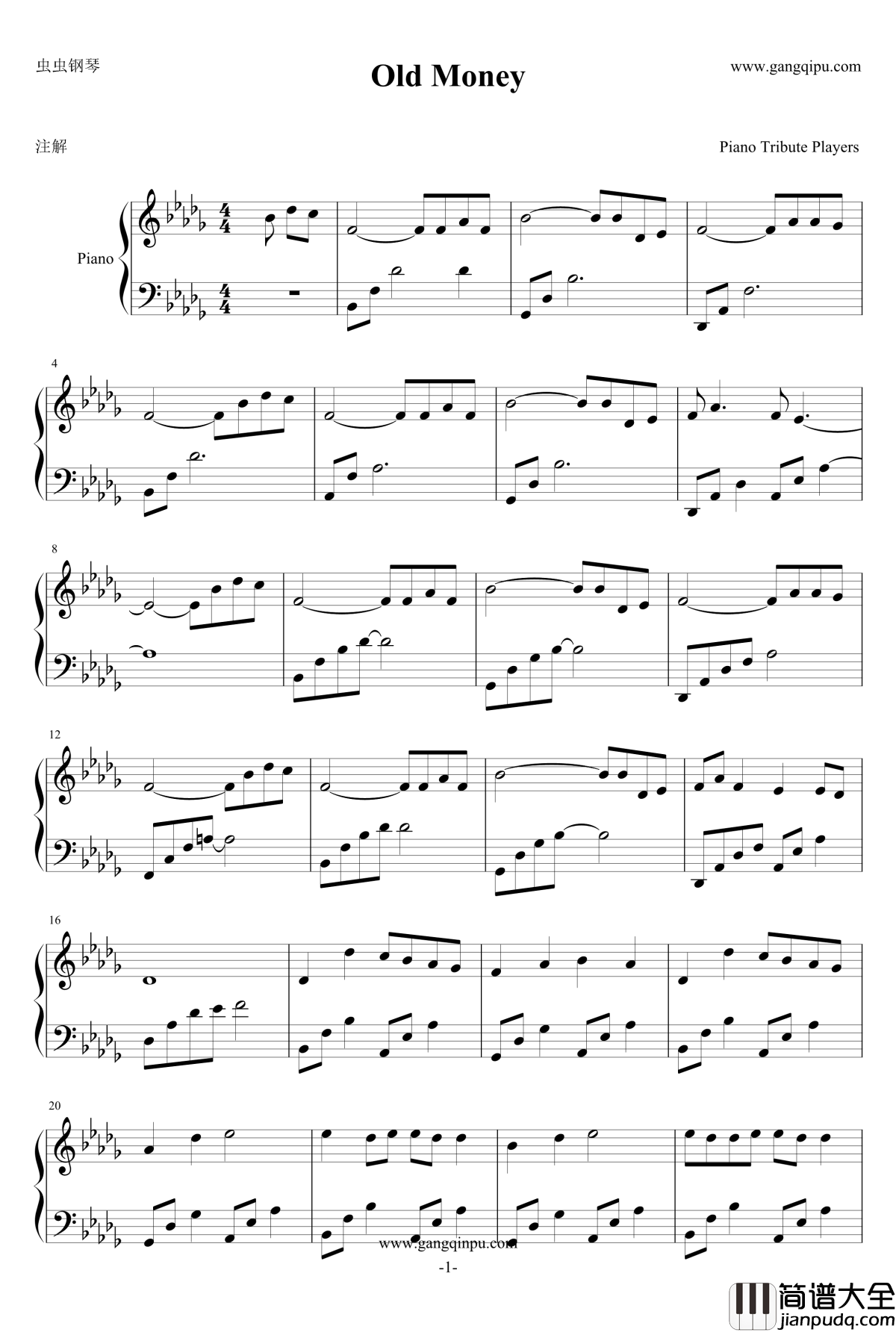 Old_Money钢琴谱_lana_del_rey