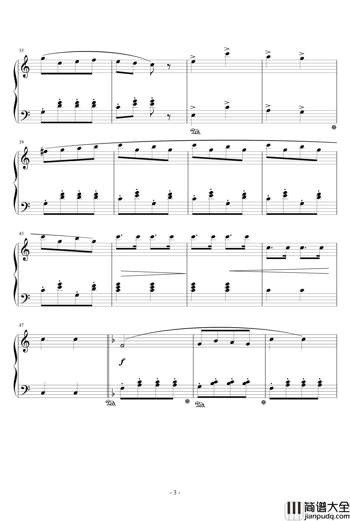 康康舞曲钢琴谱_简单版_巴赫